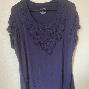 Navy Short Sleeve with Beaded detailing